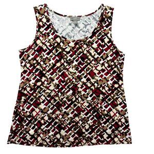 J Jill Tank Top Women's Extra Small Petite Stretch Red Black Sleeveless Wearever